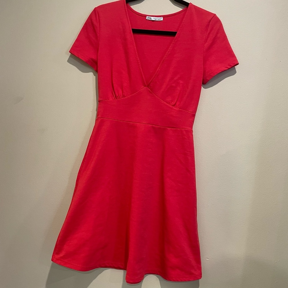Zara bright pink dress with low neck line Cute Girly Everyday Attire Feminine